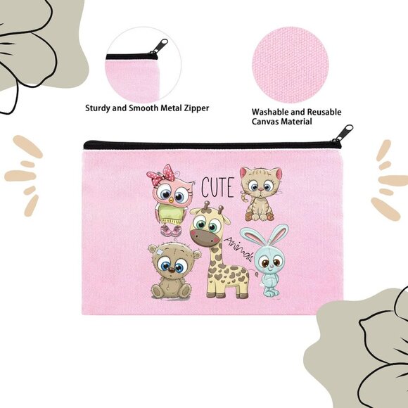 Canvas Toiletry/Makeup Bag, Feminine Pouch, Travel Bag, Pink - New - - Picture 5 of 14